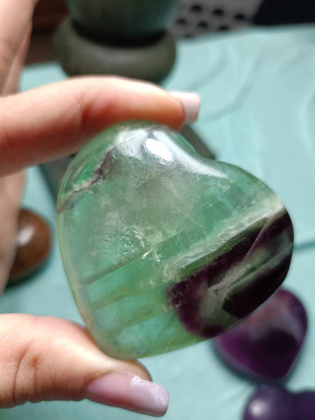 Rainbow Fluorite Crystal Heart