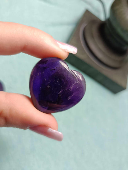 Amethyst crystal heart from Brazil