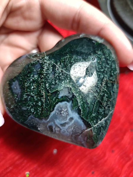 Moss Agate Crystal Heart