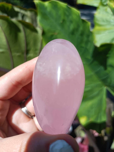 Pink Rose Quartz Crystal Palm Stone