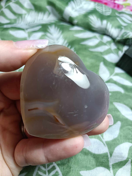 Agate Crystal Heart Carving