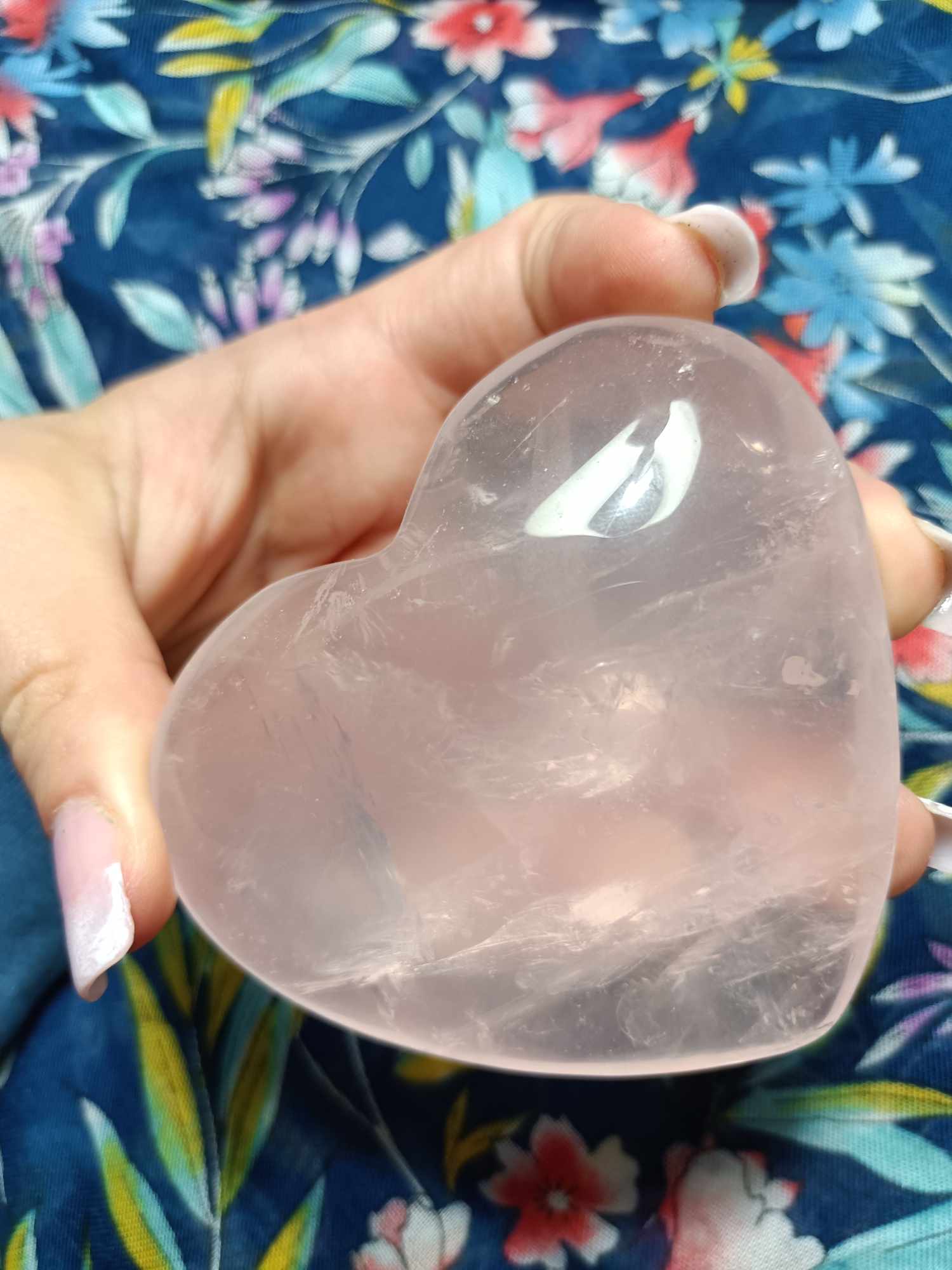 Pink Rose Quartz Crystal Heart Carving