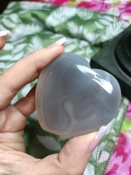 Agate Crystal Heart Carving