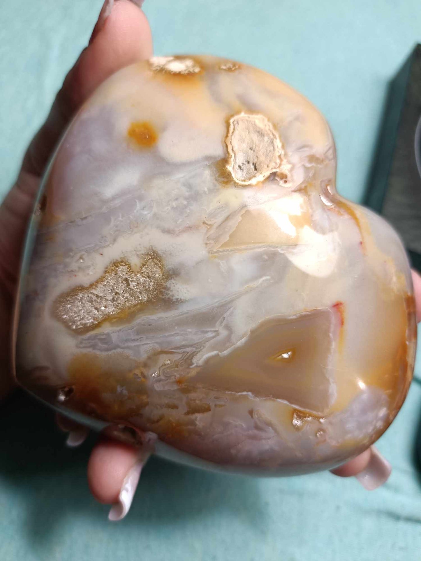 Chalcedony Agate Crystal Heart