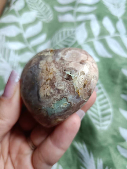 Flower Agate Crystal Heart