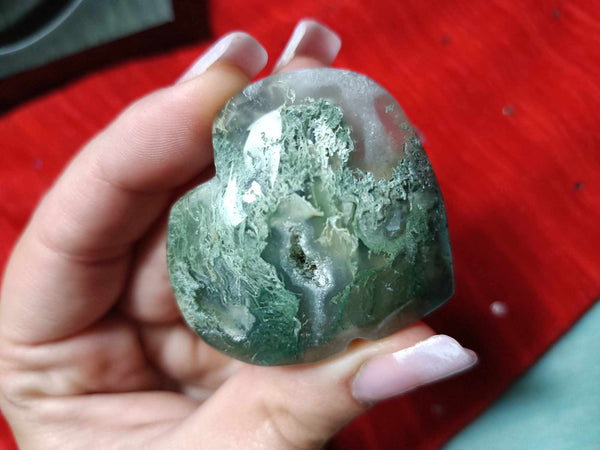 Moss Agate Crystal Heart