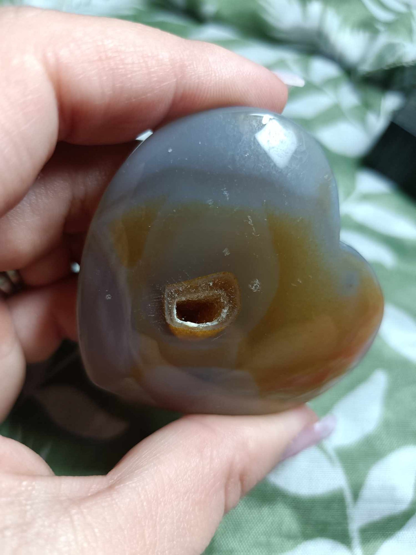 Agate Crystal Heart Carving