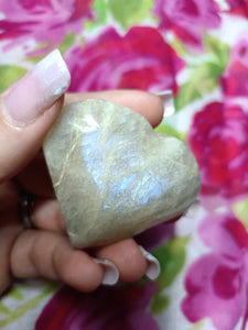 Moonstone white Labradorite Crystal Heart Carving