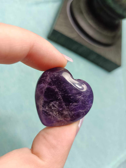 Amethyst crystal heart from Brazil