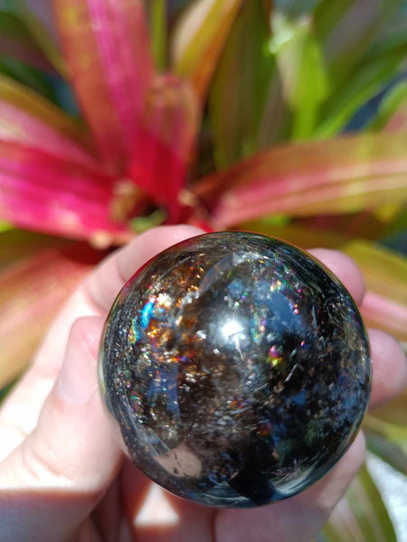 Smokey Quartz Crystal Sphere with plethora of rainbows