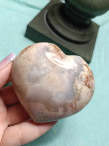 Flower Agate Crystal Heart