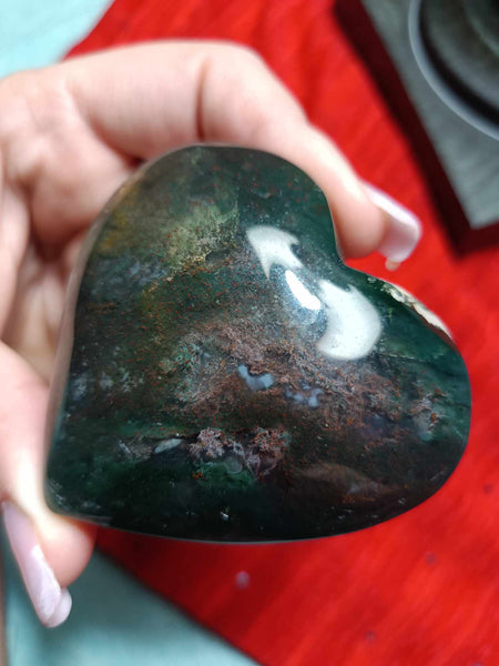 Moss Agate Crystal Heart