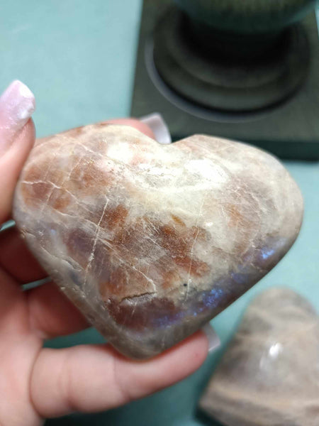 Moonstone white Labradorite Crystal Heart