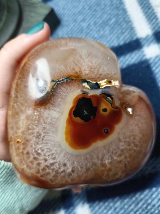 Agate Crystal Heart with Cave Druzy