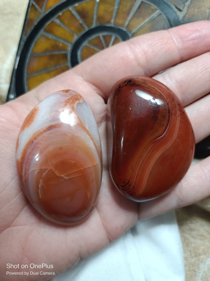 Sardonyx Palmstone and Red Agate Combo Palmstones