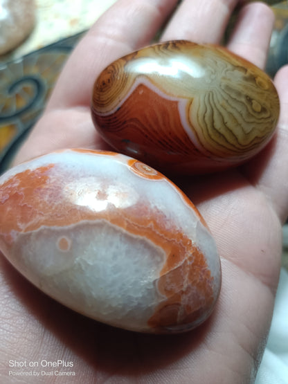 Sardonyx Palmstone and Red Agate Combo Palmstones