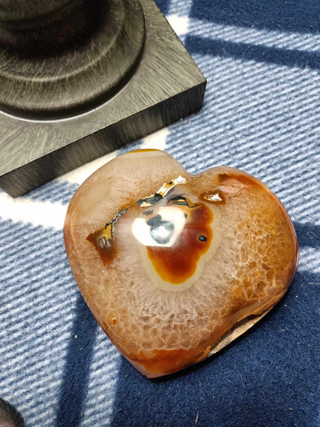 Agate Crystal Heart with Cave Druzy