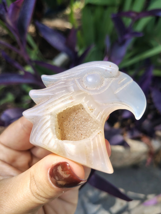 Agate Eagle with cave druzy #3