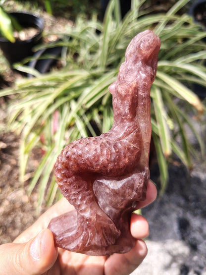 Strawberry Quartz Mermaid crystal carving