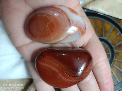 Sardonyx Palmstone and Red Agate Combo Palmstones