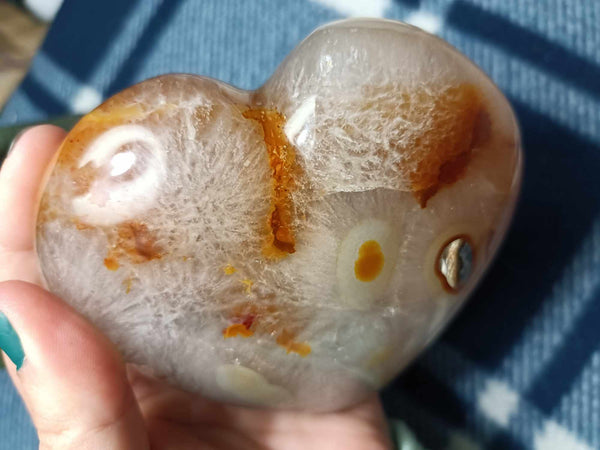 Agate Crystal Heart with Cave Druzy