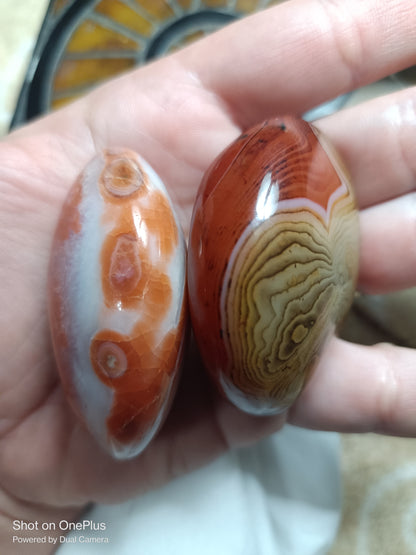 Sardonyx Palmstone and Red Agate Combo Palmstones