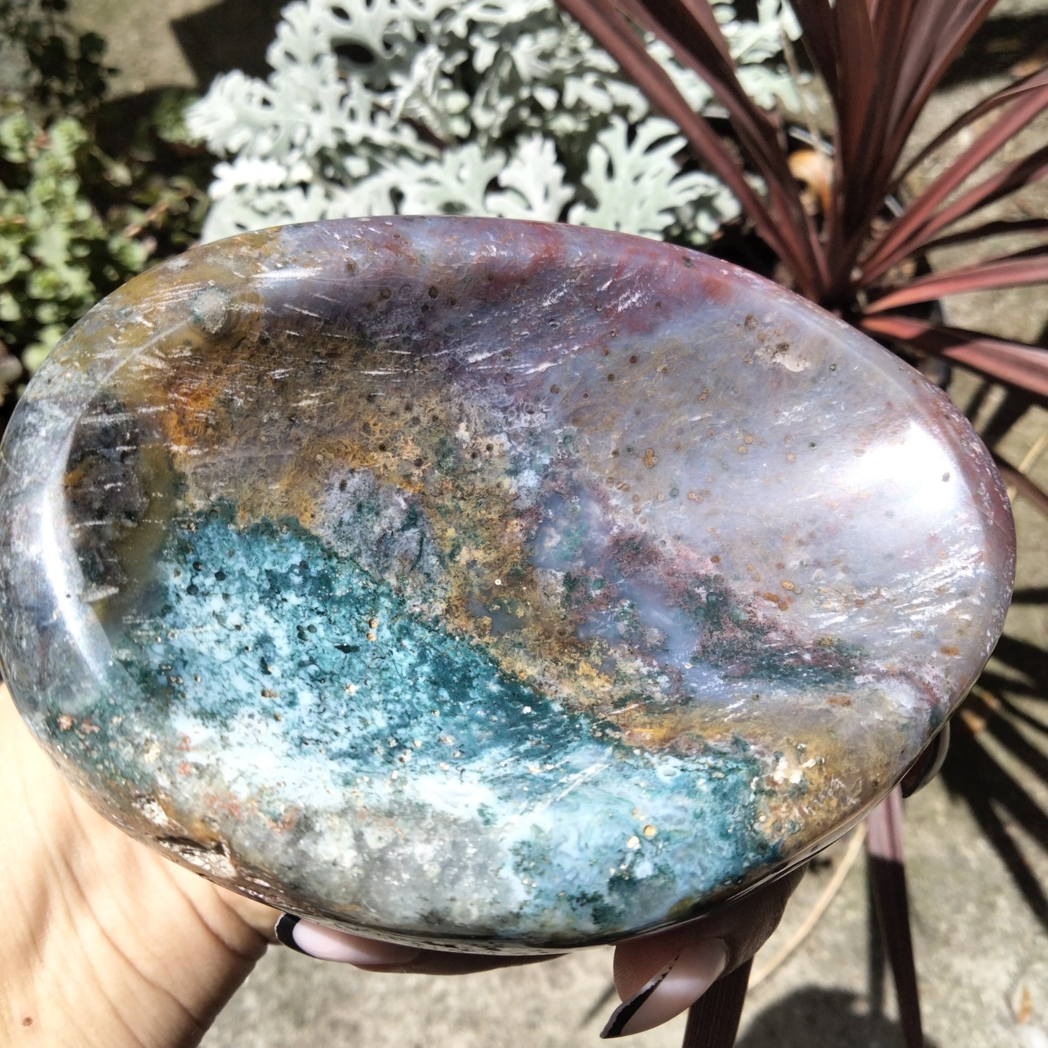 Ocean Jasper Crystal Bowl purple and Teal