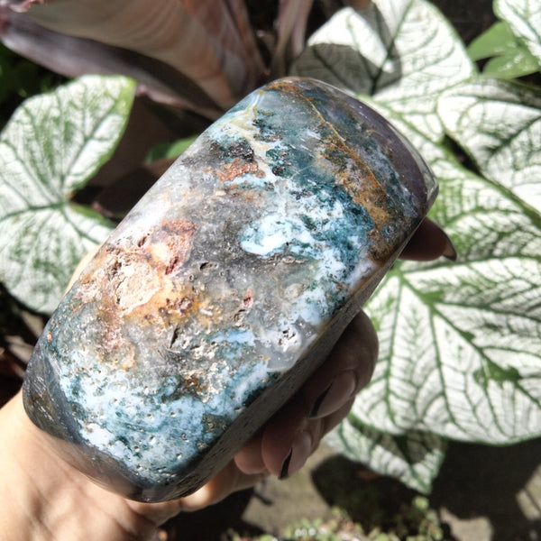 Ocean Jasper Crystal Bowl purple and Teal