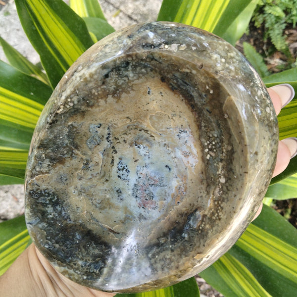 Ocean Jasper Crystal Bowl "Swampgrass"