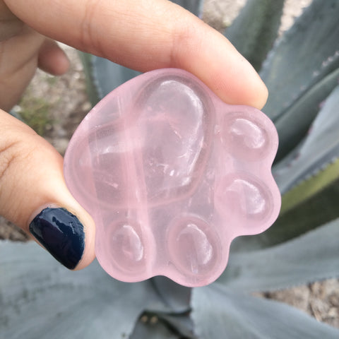 Pink Rose Quartz Bulldog Paw