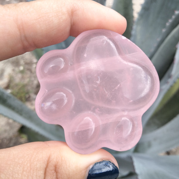 Pink Rose Quartz Bulldog Paw