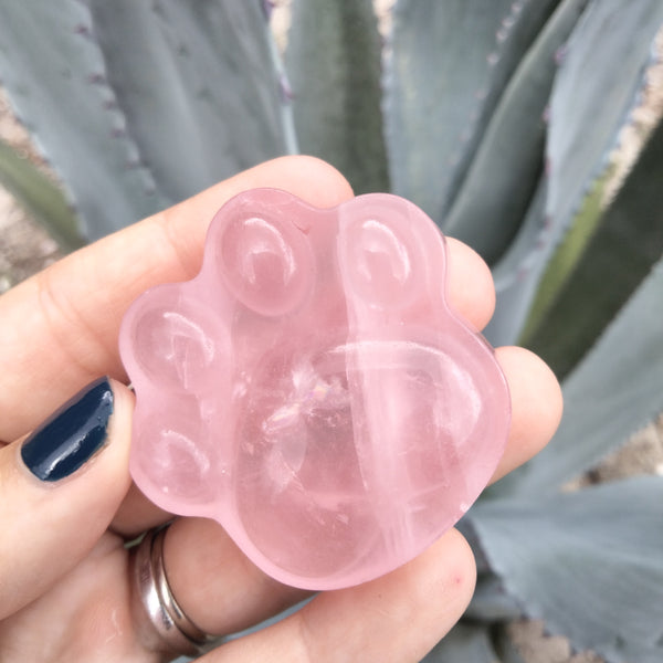 Pink Rose Quartz Bulldog Paw