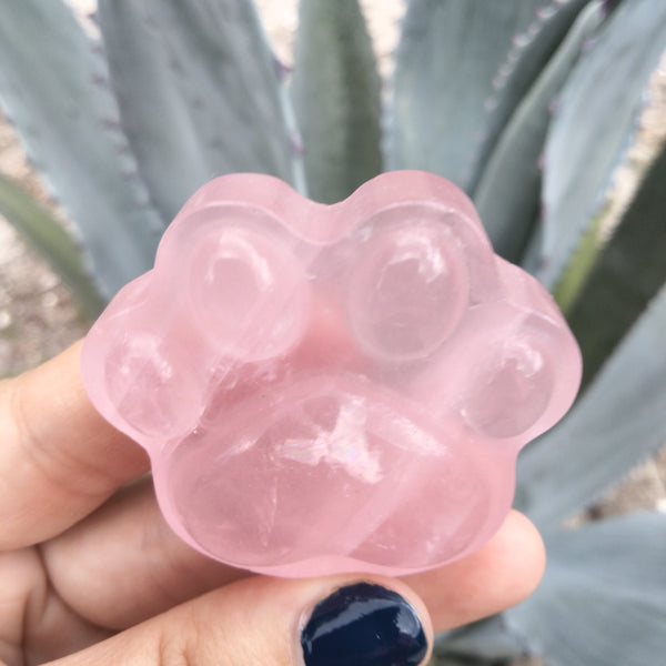 Pink Rose Quartz Bulldog Paw