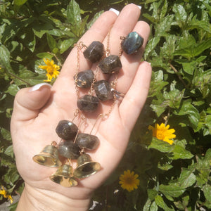 Sun & Flower Labradorite Crystal Charms with Belles for office rainbows