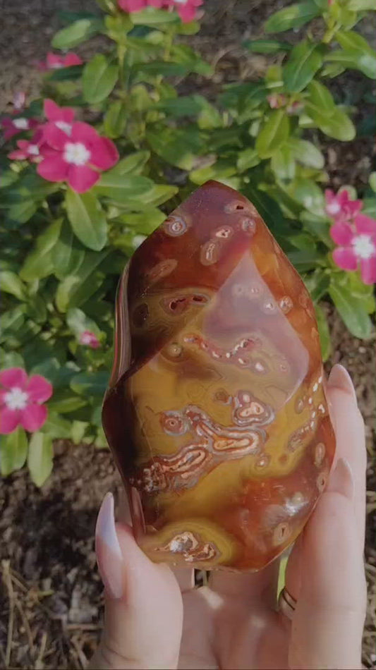 Mookiate infused Carnelian Jasper Flame