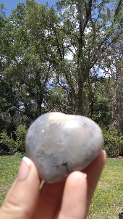 Orange & Yellow Labradorite Crystal Handcarved stone heart shaped rock