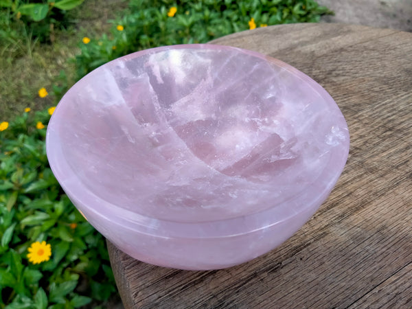 Pink rose quartz bowl