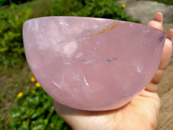 Pink rose quartz bowl