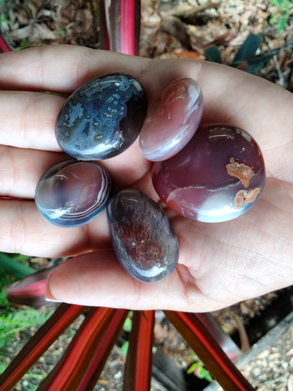 Banded Agate Tumbles sm Palmstone (5 for 19)