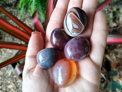 Banded Agate Tumbles sm Palmstone (5 for 19)