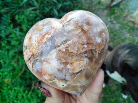 Flower Agate Crystal Heart