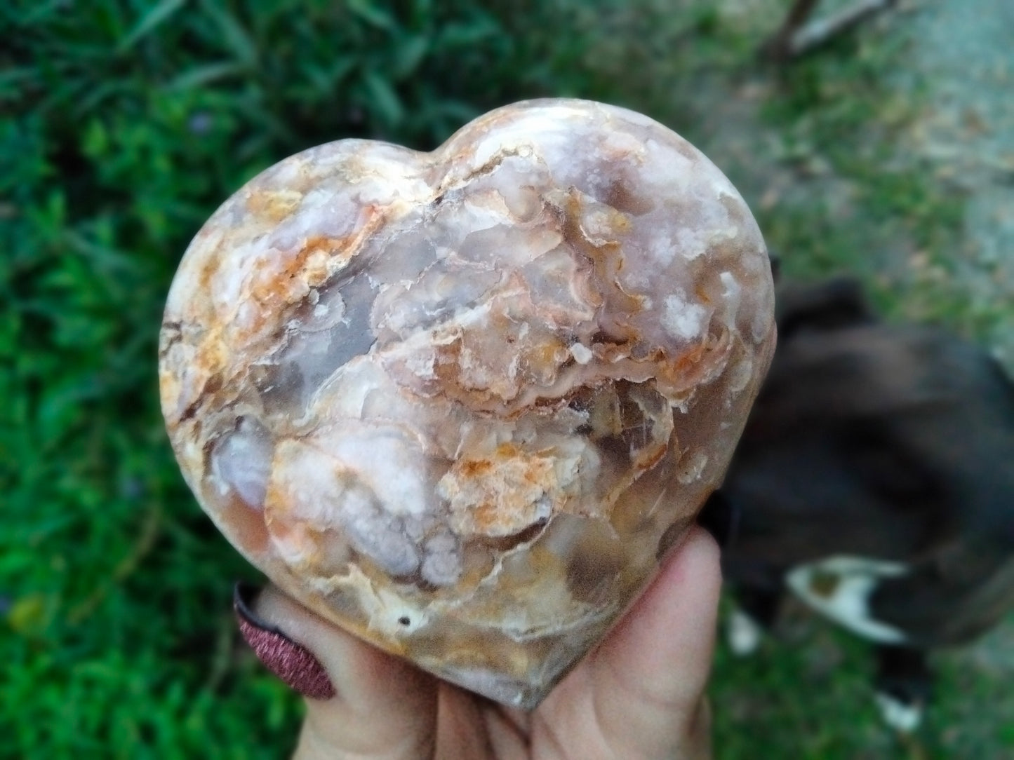 Flower Agate Crystal Heart