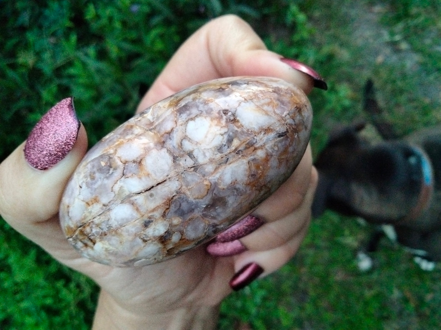 Flower Agate Crystal Heart