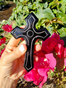 Black Obsidian Cross Crystal Carving