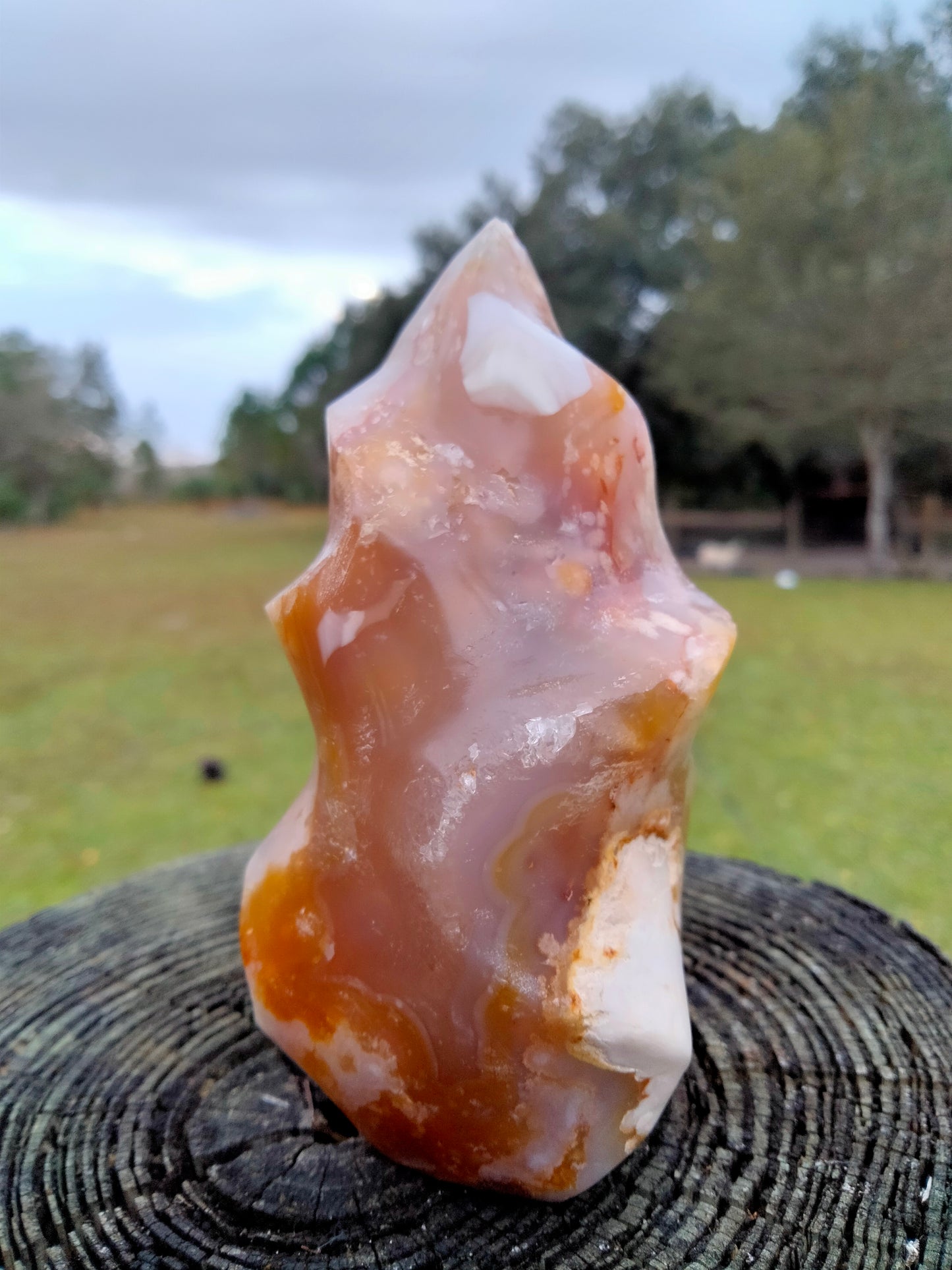 Flower Agate Crystal Flame