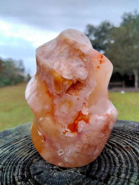 Flower Agate Flame Red and Pink chalcedony