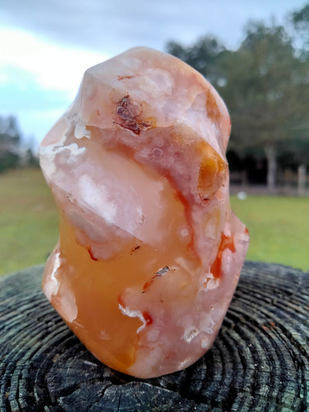 Flower Agate Flame Red and Pink chalcedony