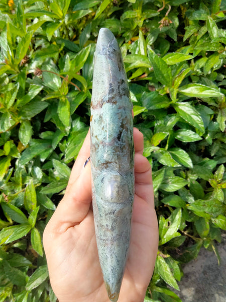 Moss Agate Moon Face Crystal carving