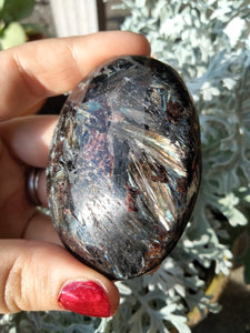 Astrophilite Palmstone Garnet inclusions with flash