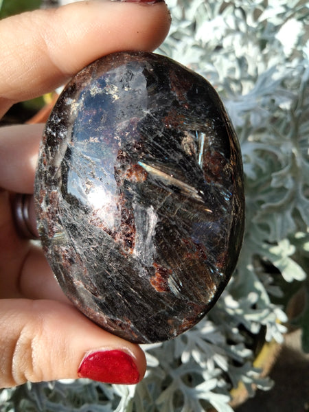 Astrophilite Palms Garnet inclusions with flash